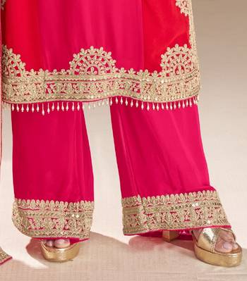 Magenta georgette straight-suits  2
