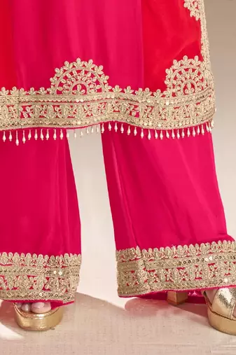 Magenta georgette straight-suits 