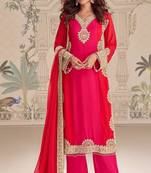 Magenta georgette straight-suits 