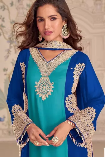 Turquoise georgette pakistani-salwar-kameez 