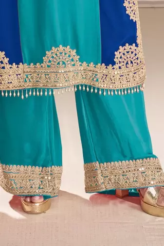 Turquoise georgette pakistani-salwar-kameez 