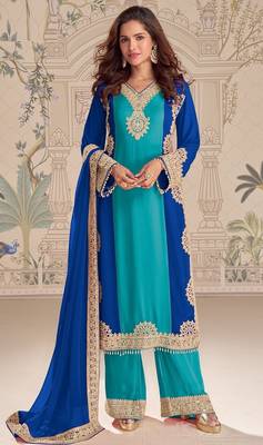 Turquoise georgette pakistani-salwar-kameez  1
