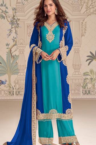 Turquoise georgette pakistani-salwar-kameez 