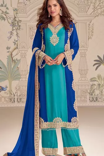 Turquoise georgette pakistani-salwar-kameez 