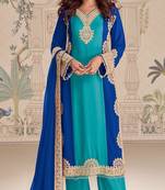 Turquoise georgette pakistani-salwar-kameez 