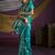 teal pure satin handloom weaving silk saree with tussle pallu
