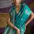 teal pure satin handloom weaving silk saree with tussle pallu