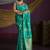 turquoise  pure satin handloom weaving silk saree with tussle pallu