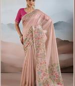 Light onion pink zari tissue brasso weaving saree