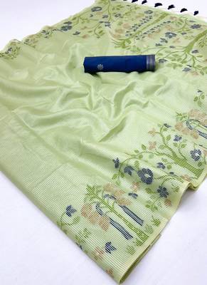Pista zari tissue brasso weaving saree 2