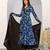Elegant blue floral printed anarkali kurta set with dupatta