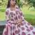 Women rani pink printed anarkali kurta set with dupatta