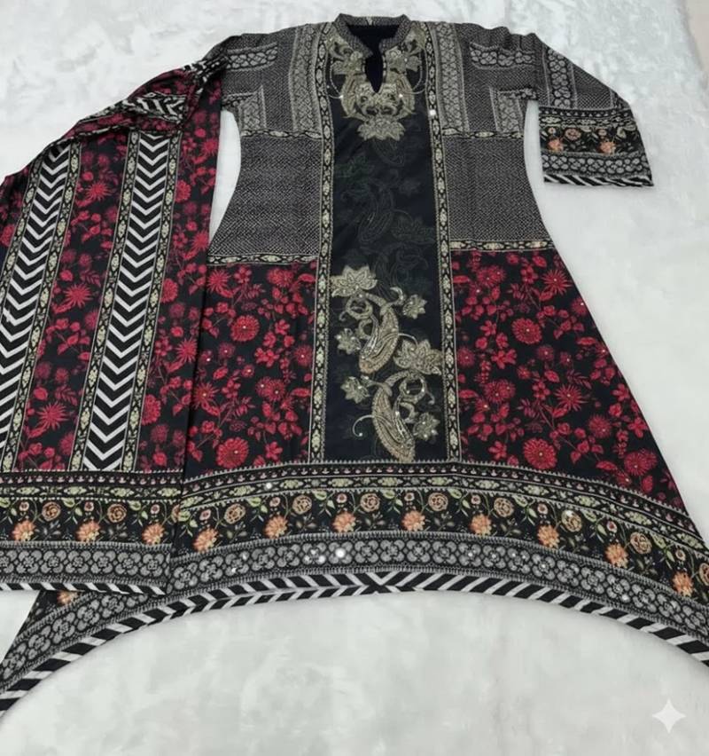 shantoon silk blend Midnight Black Fusion Print Co-ord Set 