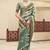 Green digital print tusser silk saree with unstitched blouse