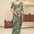 Green digital print tusser silk saree with unstitched blouse