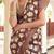 Brown digital print tusser silk saree with unstitched blouse