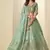 green embroidered art silk lehenga choli with matching dupatta