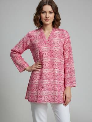  floral digital print muslin silk tunic / stylish short kurti for grilish 1