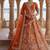 Great Orange Dori Work Silk Bridal Lehenga Choli With Double Dupatta