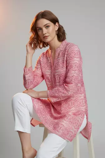  floral digital print muslin silk blend tunic