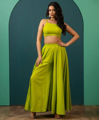 Lime Green Woven Cotton Co Ord Set 1