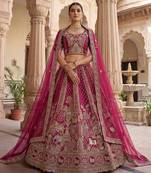 Dazzling Pink Embroidered Silk Bridal Lehenga Choli With Double Dupatta