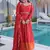 Marvelous  Red Lace Work Chanderi Festival Wear Anarkali Suit Pant