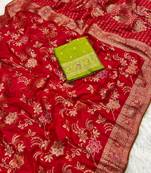 Red Color Traditional Dola SIlk Blnd Wedding saree