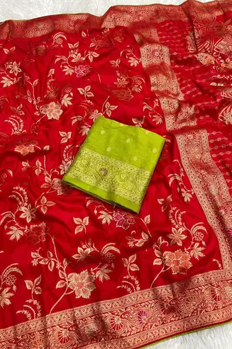 Red Color Traditional Dola Silk Wedding saree
