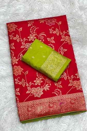 Red Color Traditional Dola Silk Wedding saree