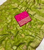 Green Color Traditional Dola SIlk Blnd Wedding saree