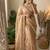 Heavy hand embroidery worked beige fandy silk saree for women wedding wear