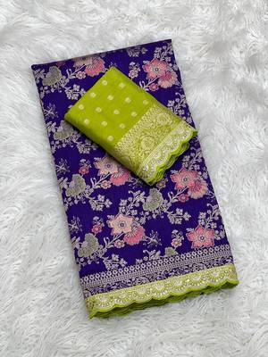 Purple Color Indian Wedding Dola SIlk Blnd Saree Collection 3