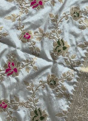 Off White Color Dola Silk Zari Weaving Wedding Saree  1