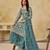 Teal blue embroidered net salwar suits 