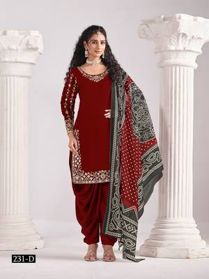 Maroon silk embroidered salwar suits  2