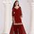 Maroon silk embroidered salwar suits 