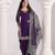 Violet silk embroidered semi stitched salwar suits size upto 46
