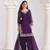 Violet silk embroidered semi stitched salwar suits size upto 46
