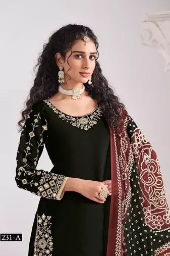 Black silk embroidered salwar suits 