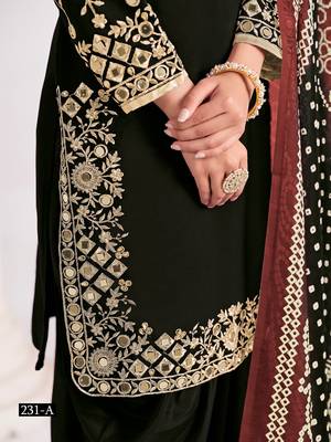 Black silk embroidered salwar suits  3