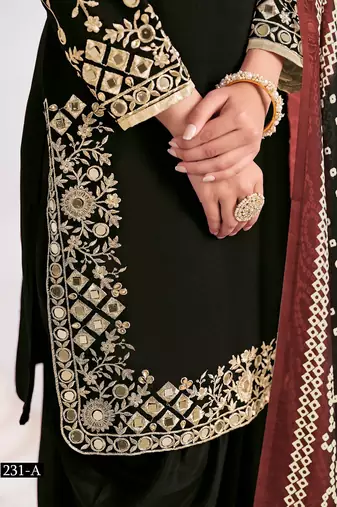 Black silk embroidered salwar suits 