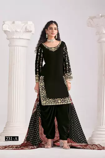 Black silk embroidered salwar suits 