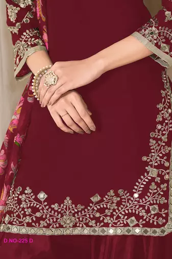 Maroon silk embroidered salwar suits 