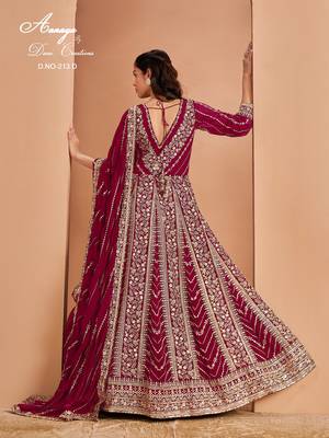 Pink faux georgette embroidered anarkali salwar kameez size up to 42 3