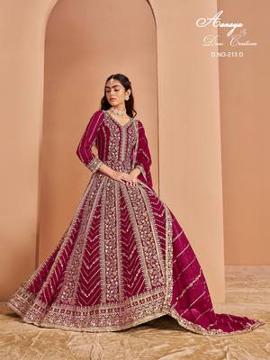 Pink faux georgette embroidered anarkali salwar kameez size up to 42 4