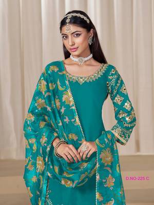 Green silk embroidered salwar suits  2