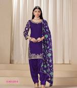 Violet silk embroidered salwar suits 