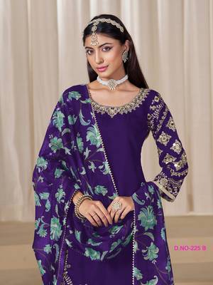 Violet silk embroidered salwar suits  2