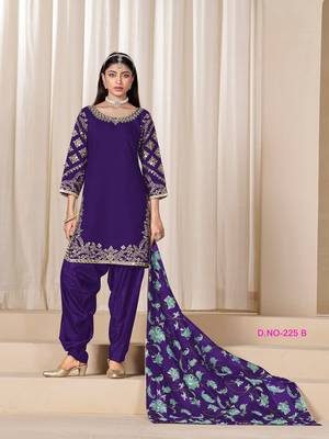Violet silk embroidered salwar suits  4